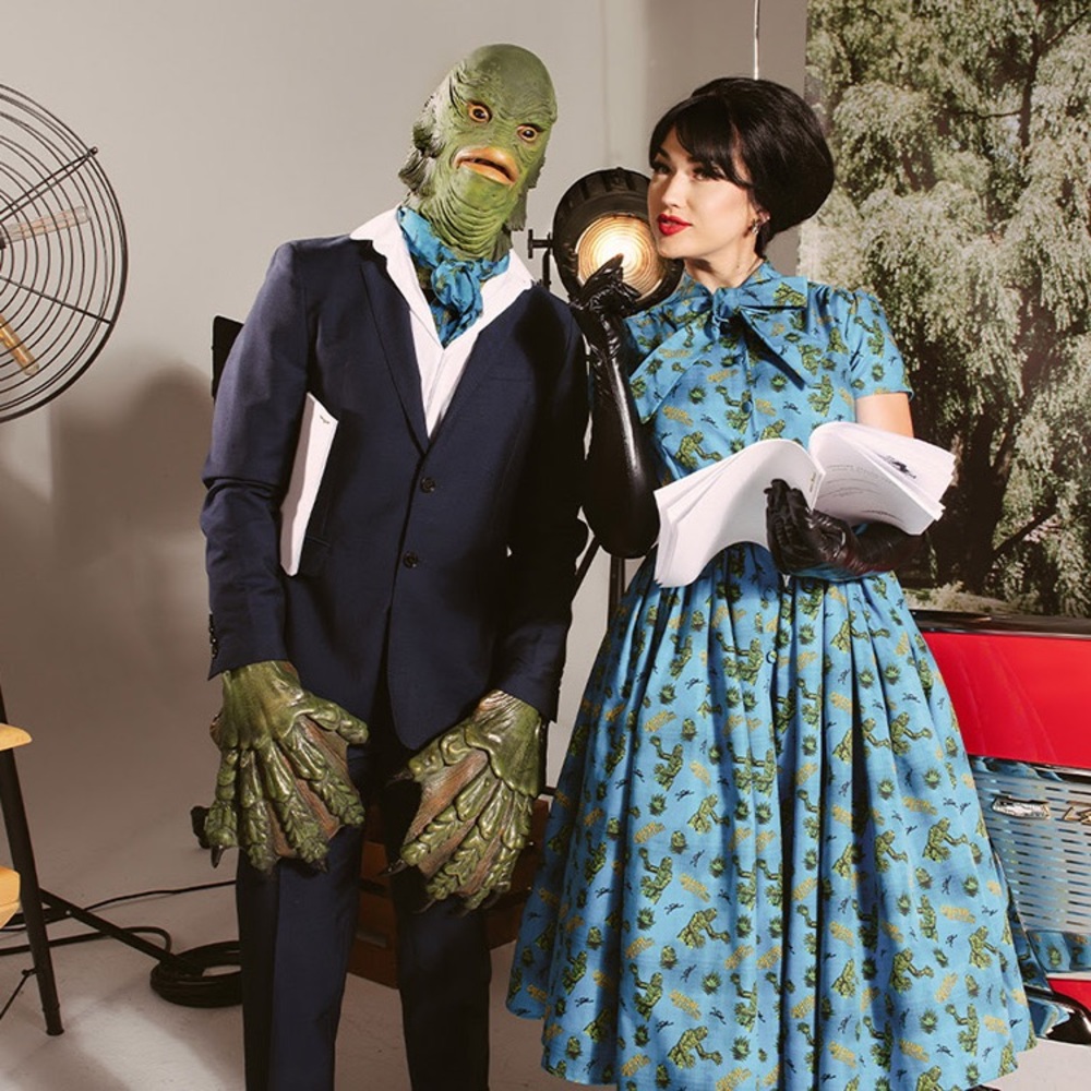 Unique Vintage Blue Creature From the Black Lagoon Monster Dress Vixen Micheline
